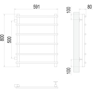 Полотенцесушитель водяной Terminus Квинта П6 500x800 с боковым подключением 500