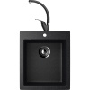 Комплект Мойка кухонная Ulgran U-404 -308 черная, встраиваемая, российская, матовая, квадратная + Смеситель Domaci Солерно DC-3013 морион