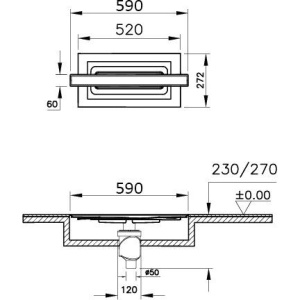 Душевой трап (лоток) VitrA Eco-Flow 60 см, вертикальный сифон, медь