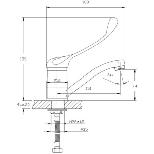 Смеситель для раковины Haiba HB54-2 для медицинских учреждений