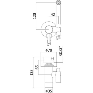 Гигиенический душ Paffoni Tweet Round ZDUP110NO со смесителем, С ВНУТРЕННЕЙ ЧАСТЬЮ