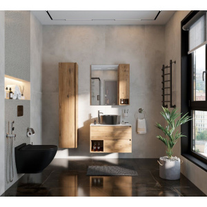 Купить Тумба с раковиной STWORKI Карлстад 75 дуб рустикальный, простоун беж, с отверстием для смесителя в столешнице, черная в Москве с доставкой Тумба с раковиной STWORKI Карлстад 75 дуб рустикальный, простоун беж, с отверстием для смесителя в столешнице, черная