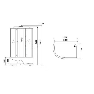 Душевая кабина Niagara Luxe 7712WR хром, металлик, с высоким поддоном, с сиденьем
