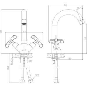 Смеситель для раковины Rossinka RS42 -62