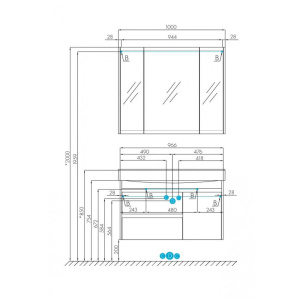 Тумба с раковиной Aquaton Нортон 100 1A2490K0NT010 белый глянец, дуб эндгрейн