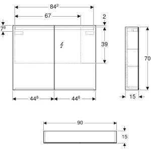 Зеркальный шкаф Geberit Option 90 500.583.00.1 белый