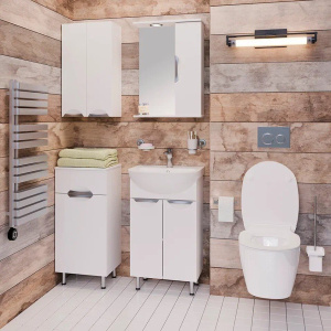 Тумба с раковиной Emmy Милли 55 белая глянцевая