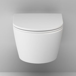 Комплект Унитаз подвесной AM.PM Func C8F1700MWSC безободковый, с микролифтом, матовый белый + Инсталляция TECE Now 9400412 4 в 1 с кнопкой смыва