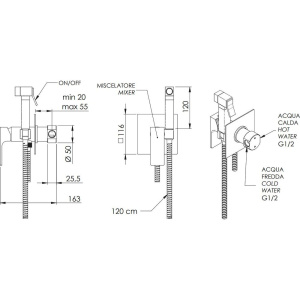 Гигиенический душ Remer Absolute AU65NO черный матовый, со смесителем, С ВНУТРЕННЕЙ ЧАСТЬЮ