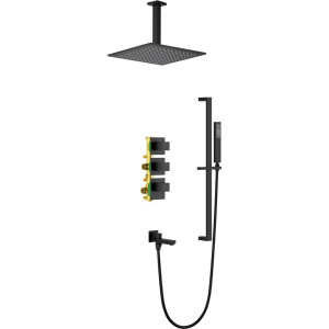 Купить Душевой комплект Timo Selene SX-2239/03SM С ВНУТРЕННЕЙ ЧАСТЬЮ, с термостатом, матовый черный в Москве с доставкой Душевой комплект Timo Selene SX-2239/03SM С ВНУТРЕННЕЙ ЧАСТЬЮ, с термостатом, матовый черный