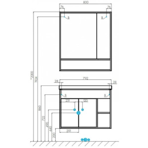 Тумба с раковиной Aquaton Флай 80 1A2374K0FAX10 белая, дуб крафт