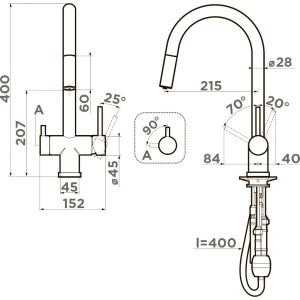 Купить Смеситель для кухни Omoikiri Akita-S GB графит в Москве с доставкой Смеситель для кухни Omoikiri Akita-S GB графит