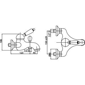 Смеситель для ванны с душем Cezares Vintage VINTAGE-VM-03/24-Sw