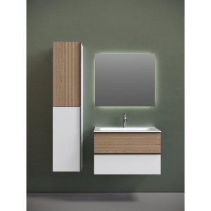 Купить Тумба с раковиной Sancos Delta 80 дуб светлый, белый в Москве с доставкой Тумба с раковиной Sancos Delta 80 дуб светлый, белый