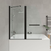 Шторка на ванну Parly F03B 130x120, профиль черный, стекло прозрачное