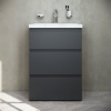 Тумба с раковиной AM.PM Gem S 60 графит матовый, напольная, с 3 ящиками