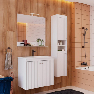 Купить Тумба с раковиной Lemark Romance 80 белая глянцевая в Москве с доставкой Тумба с раковиной Lemark Romance 80 белая глянцевая