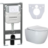 Комплект Унитаз подвесной Ceramicanova Play CN3001 безободковый, с микролифтом + Инсталляция Envision CN1001W + Кнопка Round, белая
