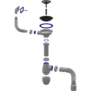 Купить Сифон для мойки Unicorn В425 с прямоугольным переливом в Москве с доставкой Сифон для мойки Unicorn В425 с прямоугольным переливом