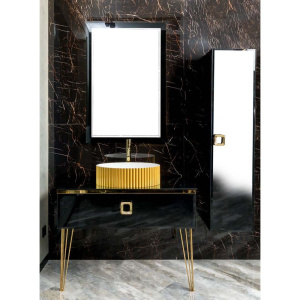 Зеркало Armadi Art Lucido 70x105 глянцевое черное, с подсветкой