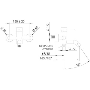 Купить Смеситель для ванны с душем Remer X Style X05 хром в Москве с доставкой Смеситель для ванны с душем Remer X Style X05 хром