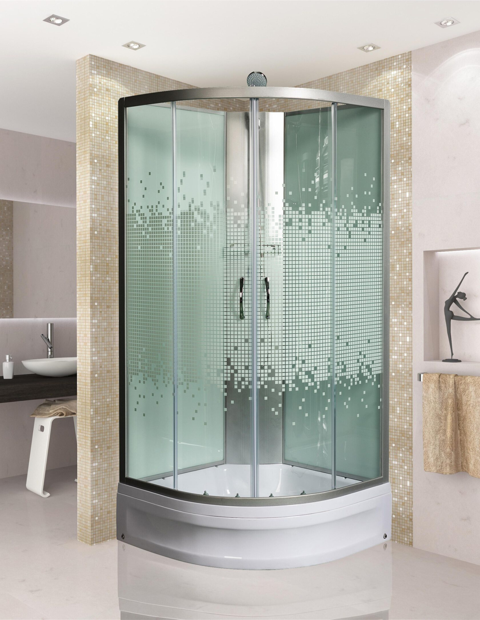 Душевая кабина с поддоном Полукруг МОНОМАХ Б/К 90/24 C МЗ (10000005771)