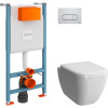 Комплект Унитаз подвесной VitrA Shift 7742B003-0075 белый глянцевый + Крышка 91-003-009 с микролифтом, петли хром + Инсталляция V-Fix Core 732-5800-01 с кнопкой смыва Root R 740-2280 хром