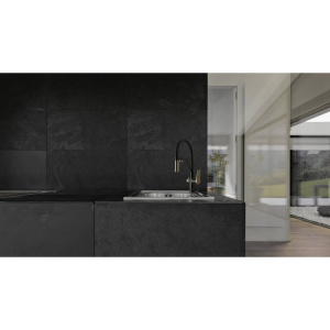 Смеситель для кухни Lemark Bronx LM3761BLR черный/золото с гибким изливом