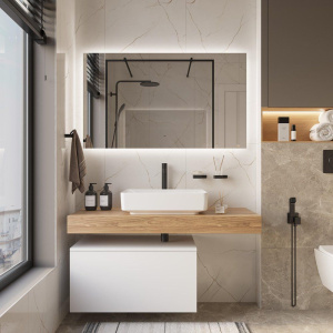 Столешница с раковиной Geberit 120 без отверстий, дуб французский, с раковиной Variform 55