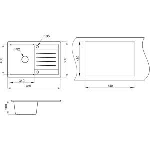 Мойка кухонная Granula Standart 7602, черный