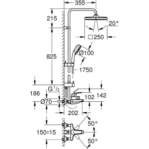 Душевая стойка Grohe Tempesta Cosmopolitan 250 Cube 26693000 хром