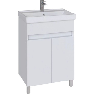 Тумба с раковиной SanStar Квадро 50 напольная, белая, раковина Kirovit Фостер 50