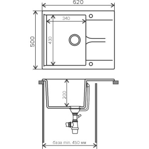 Купить Мойка кухонная Polygran Gals 620 черная в Москве с доставкой Мойка кухонная Polygran Gals 620 черная
