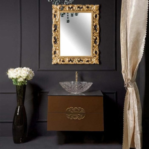 Тумба с раковиной Armadi Art NeoArt 80, шоколад с ручками Ajur золото