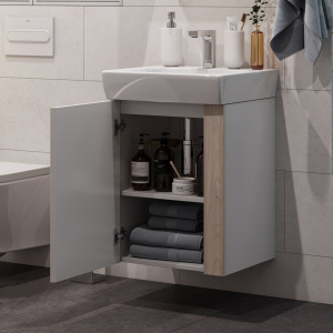 Тумба с раковиной AQUATON Кантри 50 белый/дуб верона