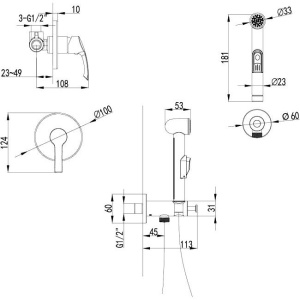 Гигиенический душ Lemark plus Strike LM1119C со смесителем, С ВНУТРЕННЕЙ ЧАСТЬЮ
