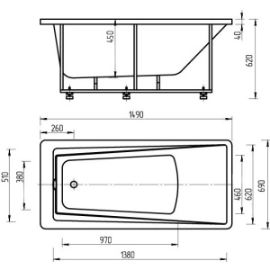 Акриловая ванна Aquatek Либра 150х70 LIB150-0000024 с фронтальным экраном, слив слева