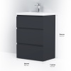 Тумба с раковиной AM.PM Gem S 60 графит матовый, напольная, с 3 ящиками