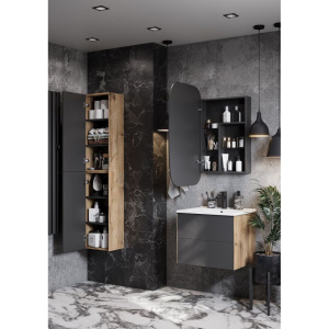 Шкаф AQUATON Сохо 35 дуб веллингтон, графит софт