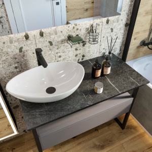 Мебель для ванной DIWO Элиста 100 антрацит с раковиной Moduo 55 Leaf