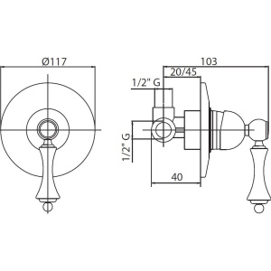Смеситель для душа Cezares Margot DIM-01-Bi С ВНУТРЕННЕЙ ЧАСТЬЮ