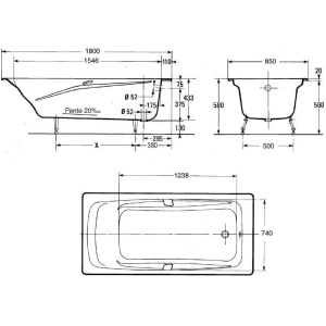 Купить Чугунная ванна Jacob Delafon Repos 180x85 E2904-00 в Москве с доставкой Чугунная ванна Jacob Delafon Repos 180x85 E2904-00