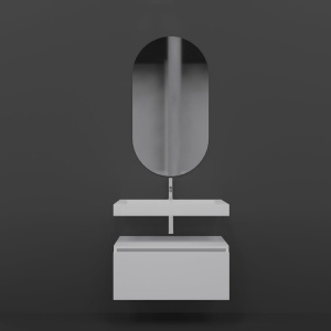 Тумба с раковиной Armadi Art Flat 80 подвесная, белый глянец