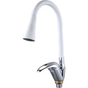 Смеситель для кухни Fashun A4403+A7356 с гибким изливом, хром, белый