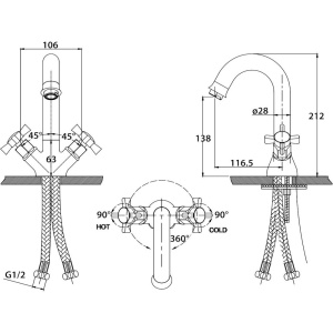 Смеситель для раковины Kaiser Cross 41011-1 бронза