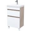 Тумба с раковиной IDDIS Zodiac 50 напольная, с ящиками, белая, ясень-шимо