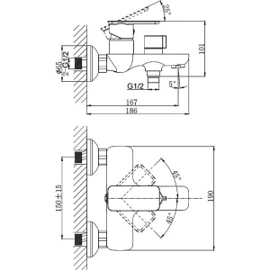 Смеситель для ванны с душем Rush Bruny BR4335-44
