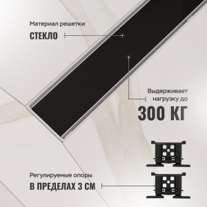 Купить Душевой лоток CK DRAIN AQPP01-G-80 80 см, из нержавеющей стали, щелевая решетка-стекло в Москве с доставкой Душевой лоток CK DRAIN AQPP01-G-80 80 см, из нержавеющей стали, щелевая решетка-стекло