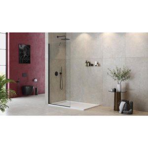 Душевая перегородка Cezares Liberta L-1-TB-80-C-NERO, профиль черный, стекло прозрачное