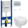 Комплект Унитаз подвесной Seramiksan Natura + Крышка + Инсталляция Geberit Duofix Delta 458.149.21.1 с кнопкой смыва, хром